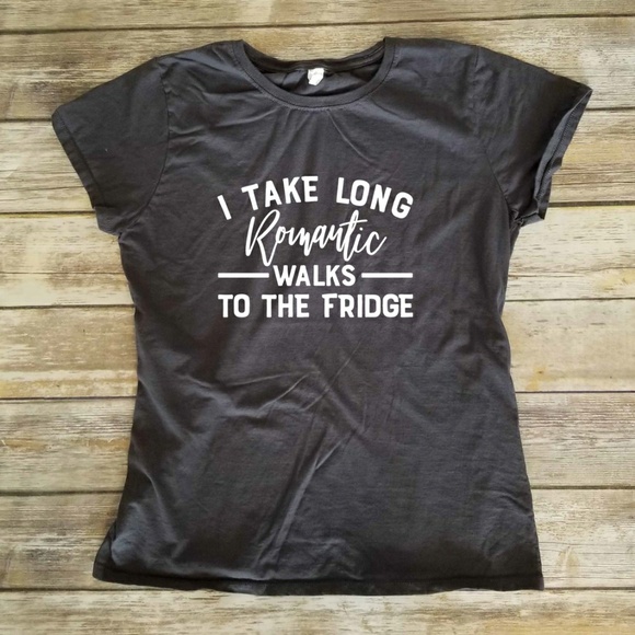 Long Romantic Walks to the Fridge fitted t-shirt - Picture 2 of 3